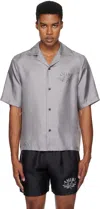 Amiri Gray 'arts District' Bowling Shirt In Gray