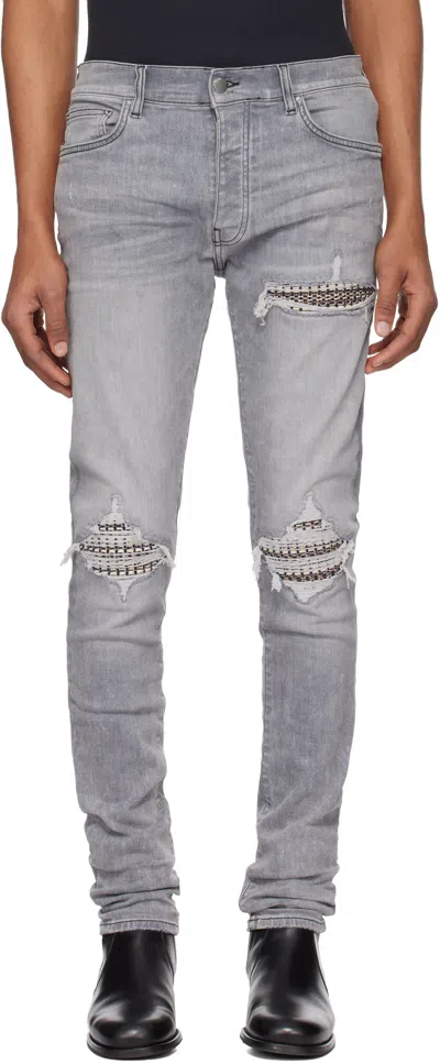 Amiri Grey Boucle Mx1 Jeans In Concrete Grey