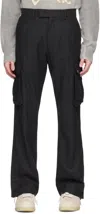 Amiri Cargo Flared Pants In Grey-wool