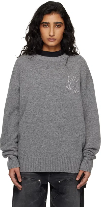 Amiri Gray Ma Applique Sweater
