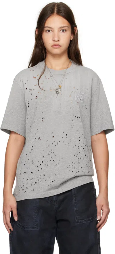 Amiri Gray 'ma' Embroidered T-shirt In Grey