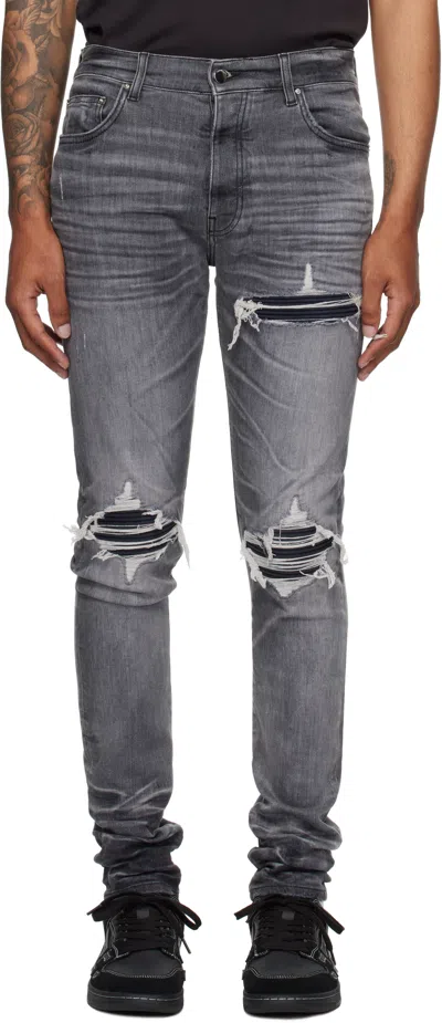 Amiri Gray Suede Mx1 Jeans In Black