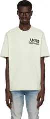 Amiri 'jazz Wolf' Green Crewneck T-shirt With Logo Lettering On The Front And Maxi Print On The Rear In Pale Mint