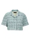 Amiri Crystal Textured Cropped Shirt With Patch Pockets In Green