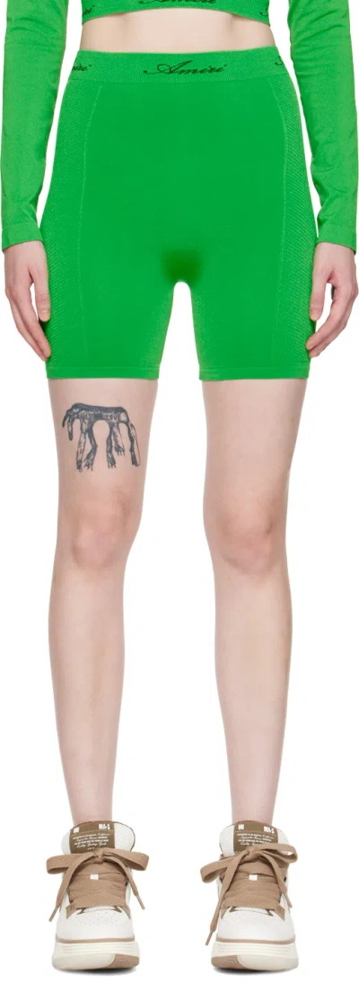 Amiri Green Jacquard Shorts In Fern Green