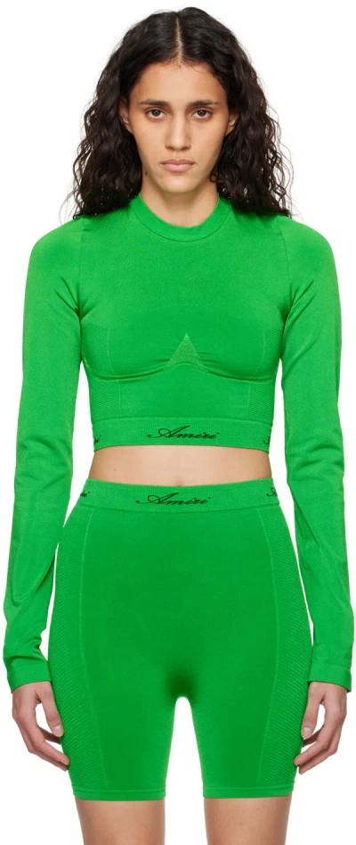 Amiri Green Jacquard Top In Fern Green
