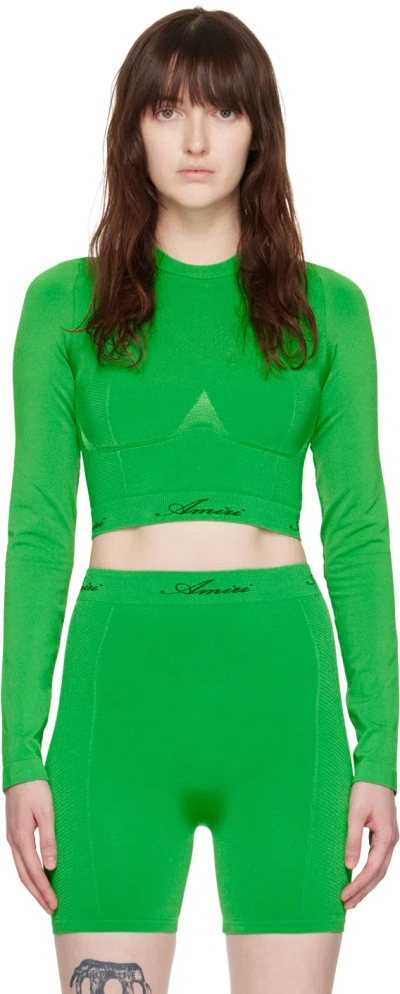 Amiri Green Jacquard Top In Fern Green