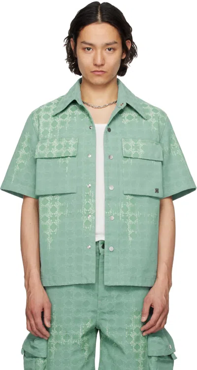 Amiri Green Ma Quad Bleached Shirt In Bleach Ma Quad