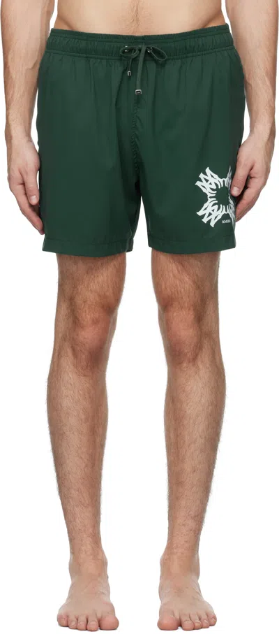 Amiri Green Ma Quad Swim Shorts In Evergreen