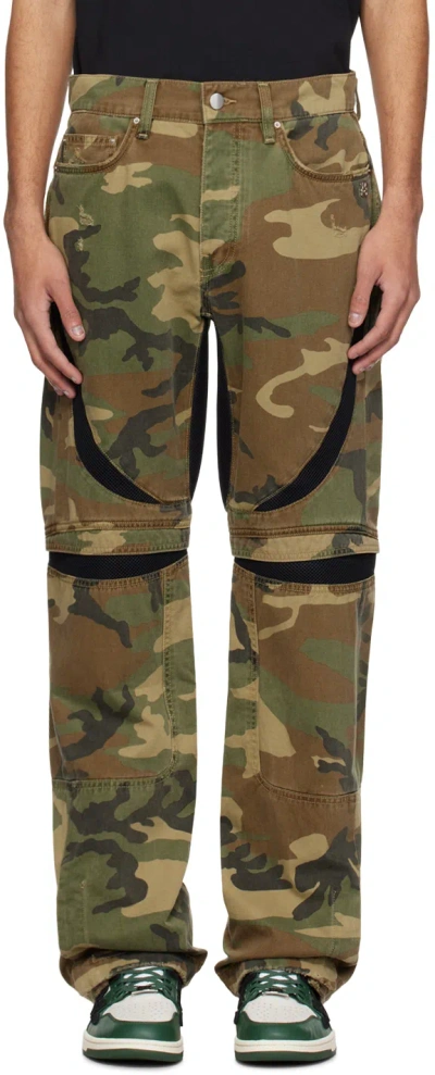 Amiri Green Mx-3 Trousers In Green Camo