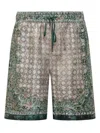 Amiri Multicolor Bandana Silk Bermuda In Green