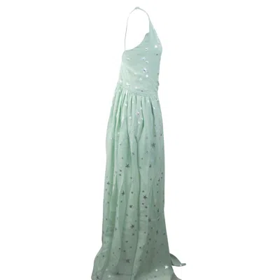 Amiri Silk Halterneck Dress With Lurex Stars And Front Slit In Multi