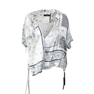 Amiri Grey Bandana Reconstruct Wrap Shirt In White