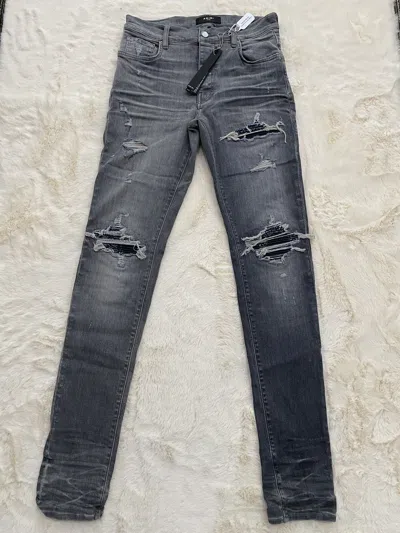 Pre-owned Amiri Grey Blue Bandana Mx1 Denim Jeans