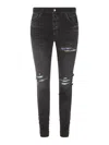 Amiri Stretch Denim Jeans Distressed Detailing In Black