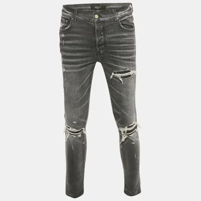Pre-owned Amiri Grey Denim Distressed Patch Jeans M Waist 32" In Gray