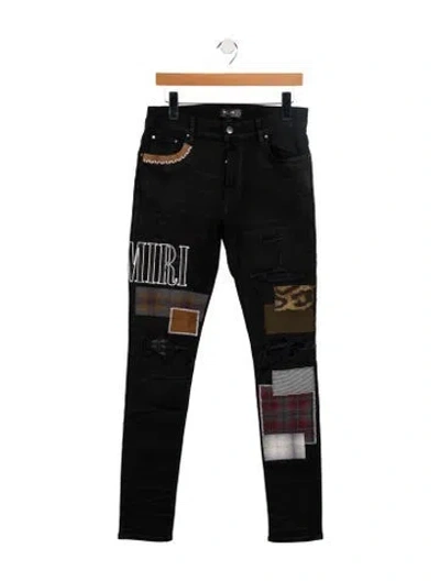 Pre-owned Amiri Grunge Patch Skinny Leg Jeans W/ Tags In Black