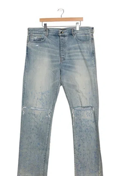 Pre-owned Amiri Gunshot Slit Straight-leg Jeans In Blue