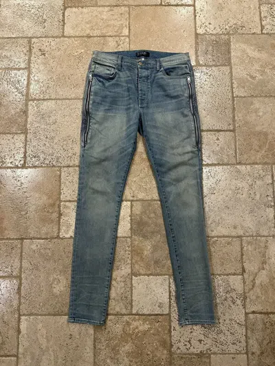 Pre-owned Amiri Half Track Zip Dust Indigo Denim Jeans In Blue