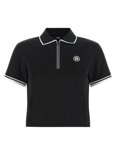 Amiri Half-zip Logo Polo Polo Shirt In Black