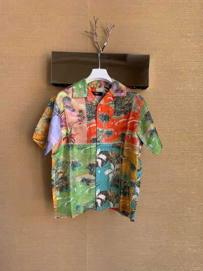 Pre-owned Amiri Hawaiian Patchwork Shirt In Green/red
