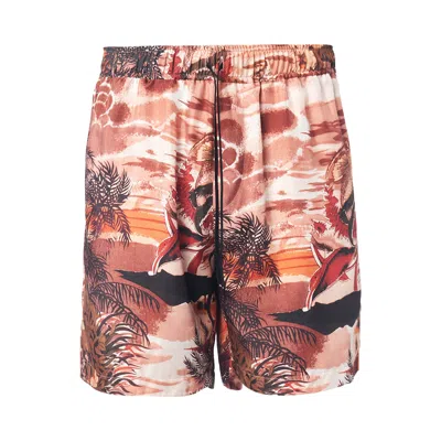 Pre-owned Amiri Hawaiian Silk Short 'pink' | Multi-color | Men's Size Xl