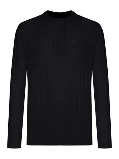 Amiri Henley Long-sleeved Ribbed Knit Sweater In Black