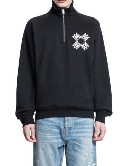 Amiri High-necked Long-sleeved Hoodie In Black