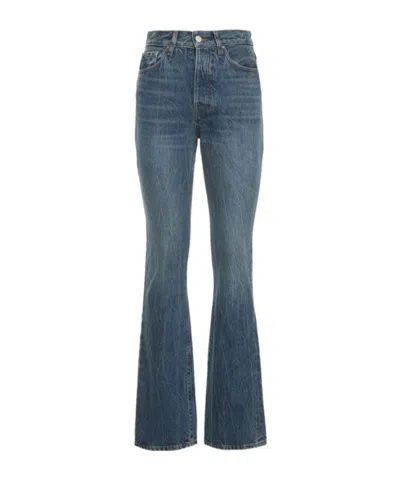 Amiri High Rise Cotton Denim Bootcut Jeans In Blue