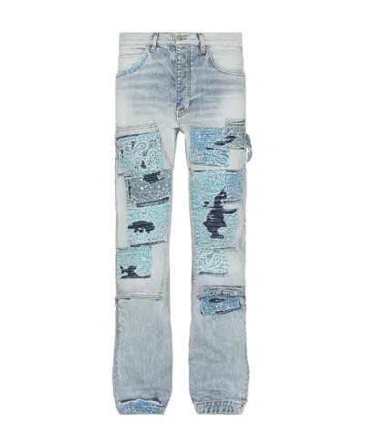 AMIRI AMIRI PATCHWORK DETAILED STRAIGHT LEG JEANS