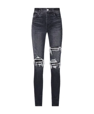 Amiri High-waist Distressed Skinny Jeans In Black