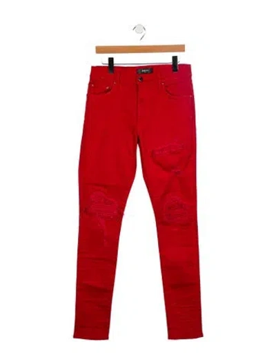 Pre-owned Amiri High-rise Straight Leg Jeans In Red