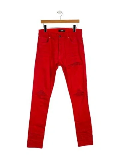 Pre-owned Amiri High-rise Straight Leg Jeans In Red