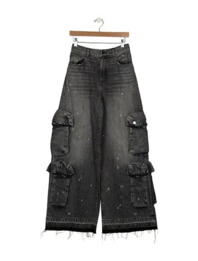 Pre-owned Amiri High-rise Wide Leg Jeans In Gray