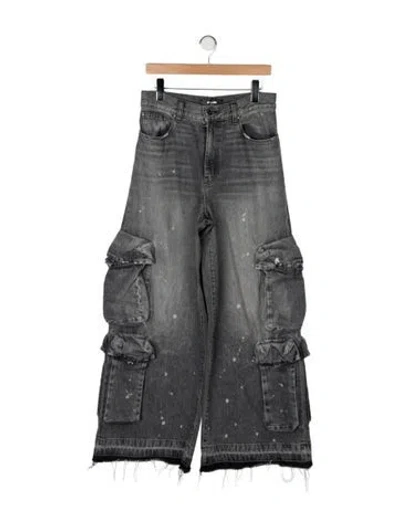 Pre-owned Amiri High-rise Wide Leg Jeans In Gray