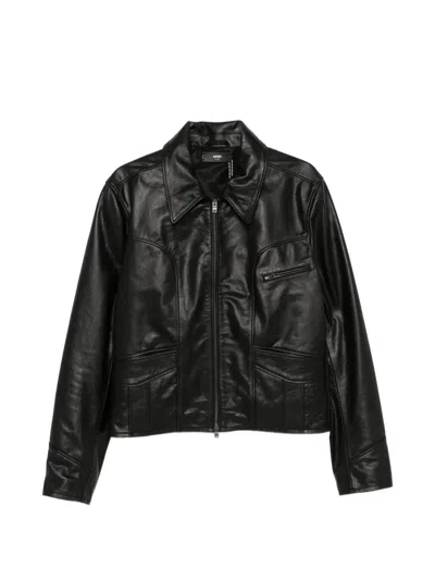 Amiri Hip-pocket Leather Jacket In Black