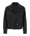 Amiri Black Jacket With Wide Notched Revers And Maxi Logo Lettering Print On The Rear In Leather Man In Black