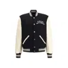 Amiri Mens Hollywood Embroidered-text Wool-leather Blend Bomber Jacket Black Xl In Black