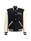 Amiri Mens Hollywood Embroidered-text Wool-leather Blend Bomber Jacket Black Xl In Black