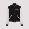 Amiri Varsity Jacket With White Contrasting Sleeves And Embroidered Detailing In Black