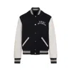 Amiri Varsity Jacket With White Contrasting Sleeves And Embroidered Detailing In Black