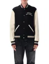 Amiri Varsity Jacket With White Contrasting Sleeves And Embroidered Detailing In Black