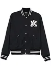 Amiri 'ma Hollywood' Black Bomber Jacket With Logo Print On The Front And Maxi Logo Print On The Rear In Blue
