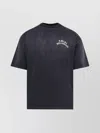 Amiri Black Crewneck T-shirt With Logo Lettering On Front And Rear