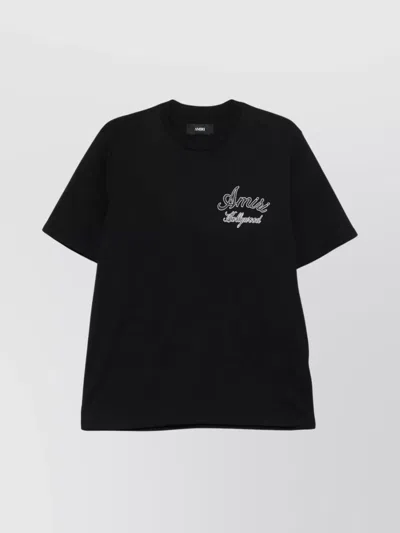 Amiri Hollywood Crewneck T-shirt Embroidered Design In Black