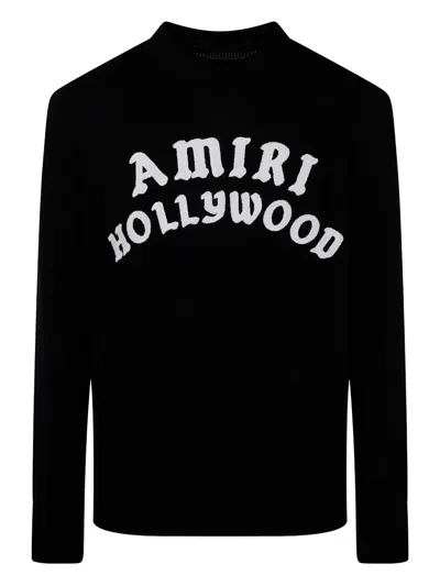 AMIRI HOLLYWOOD LOGO-EMBROIDERED KNIT SWEATER