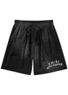 Amiri Hollywood Straight-leg Logo-flocked Modal-blend Drawstring Shorts In Black