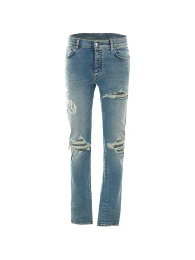 Amiri Hollywood Mx1 Distressed Denim Jeans In Blue