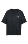 Amiri Black Crewneck T-shirt With Logo Lettering On Front And Rear In Blue