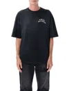 Amiri Black Crewneck T-shirt With Logo Lettering On Front And Rear In Blue
